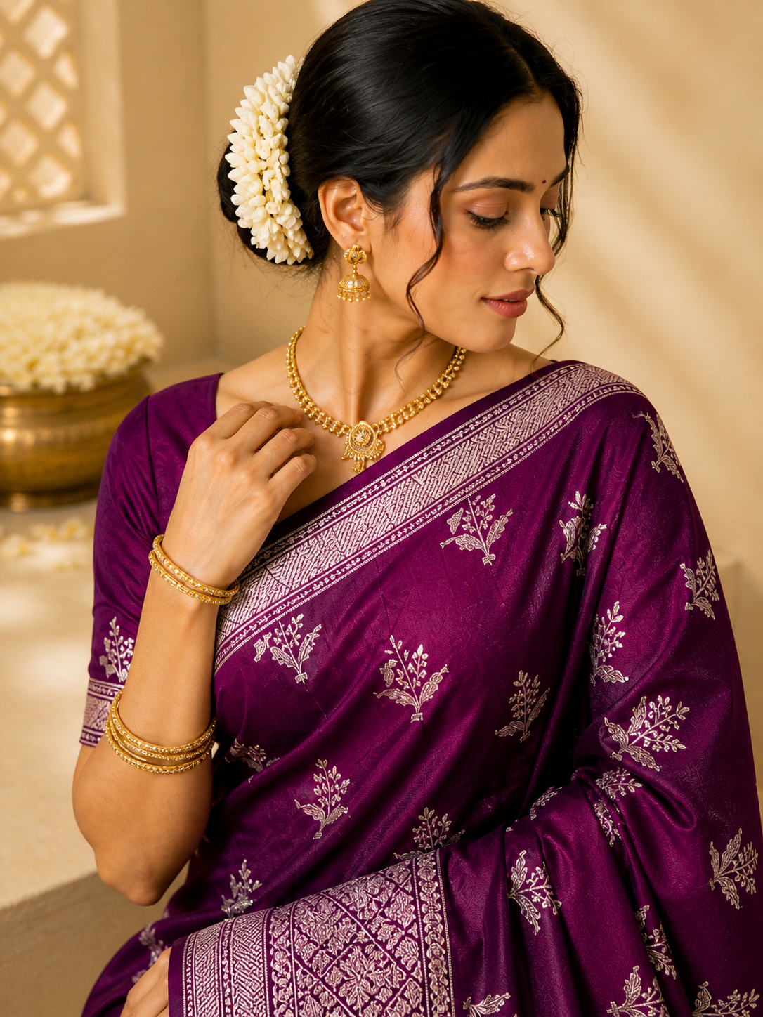 Banarasi Silk Saree – Royal Plum