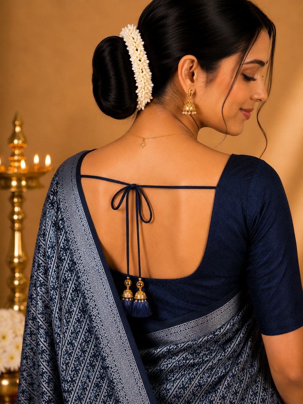 Party Wear Saree – Steel Blue