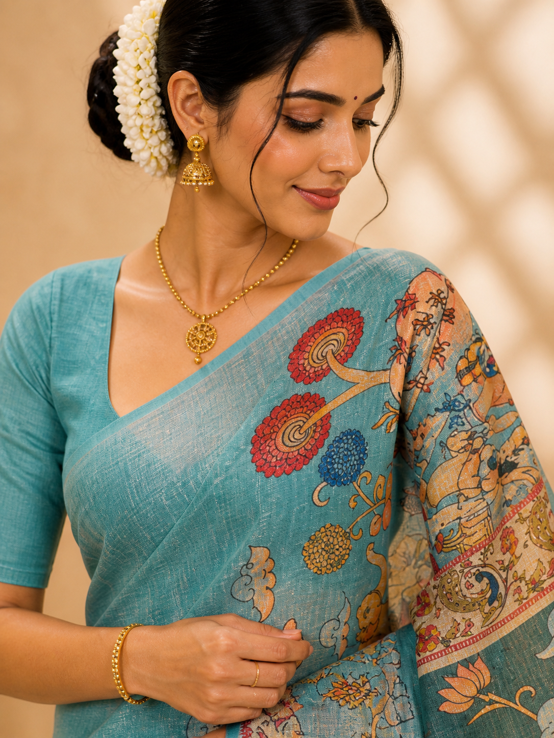 Banger Pallu Silk Saree – Aqua Blue