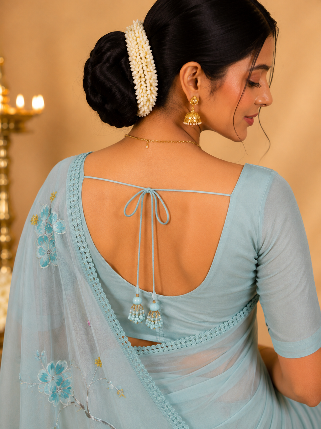 Party Wear Saree – Pastel Blue