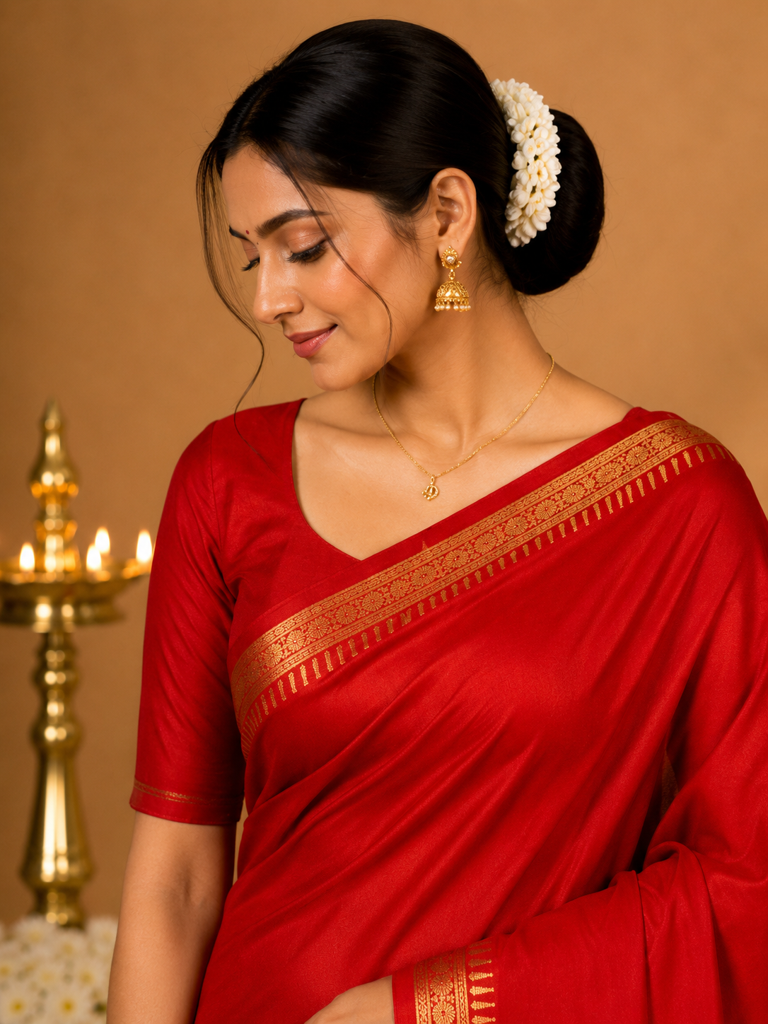 Party Wear Saree – Classic Red