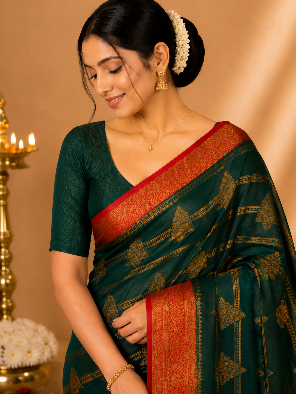 Party Wear Saree – Emerald Green