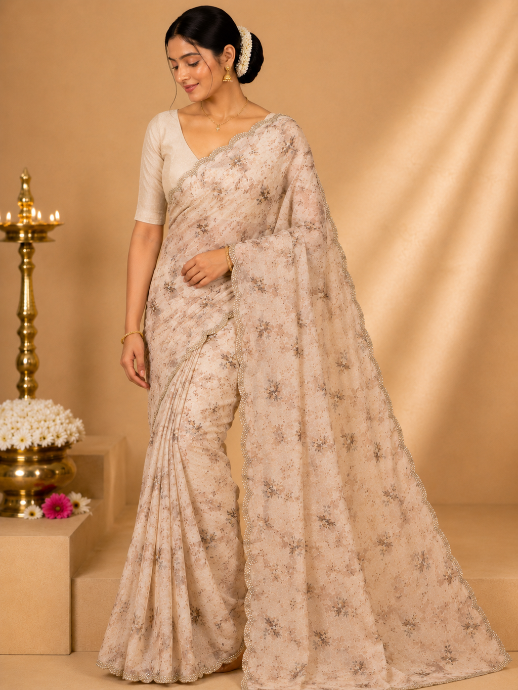 Party Wear Saree – Elegant Beige