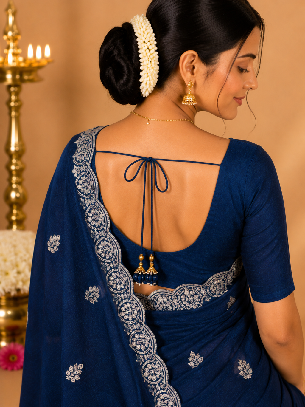 Party Wear Saree – Royal Navy Blue