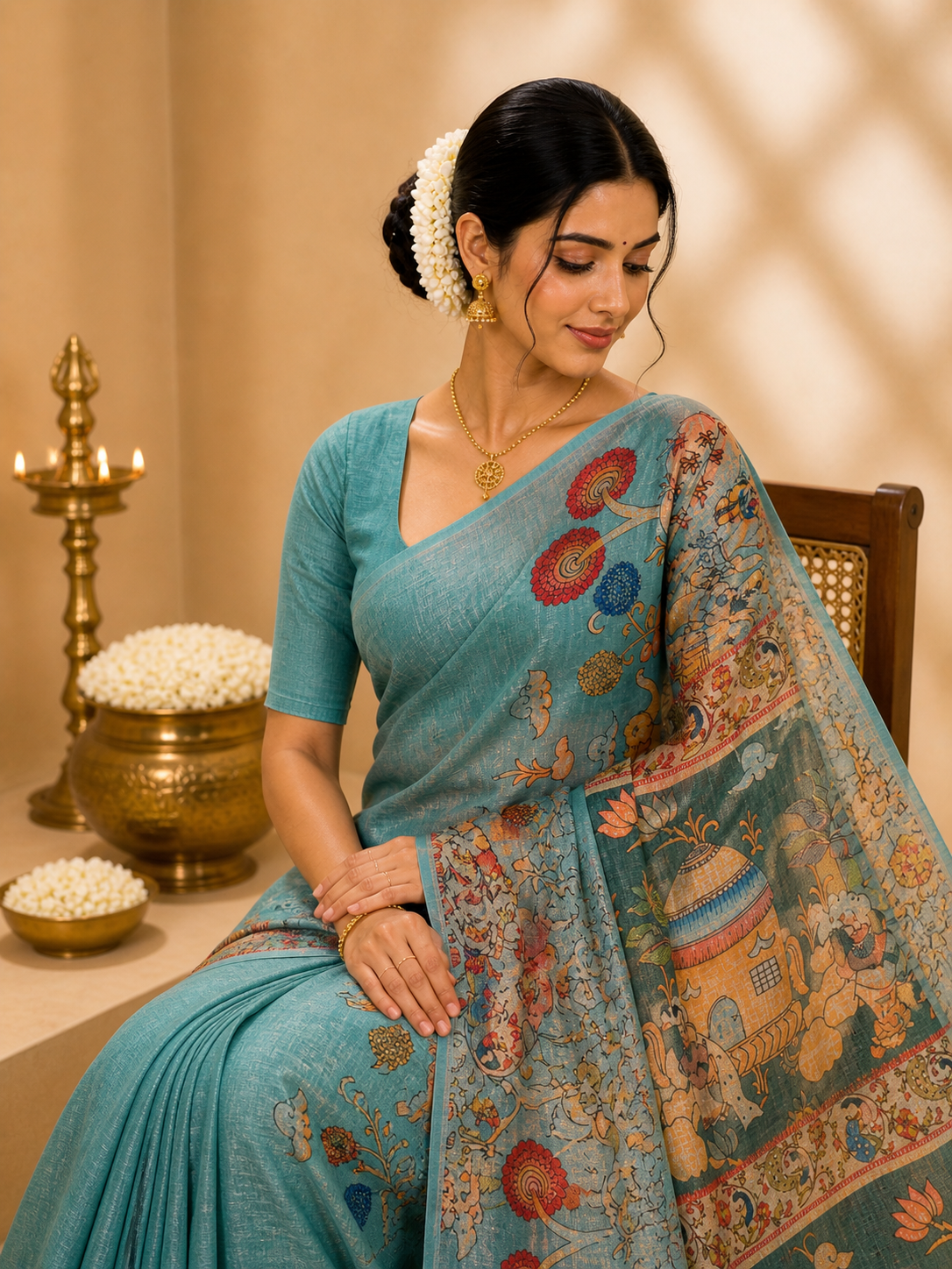 Banger Pallu Silk Saree – Aqua Blue