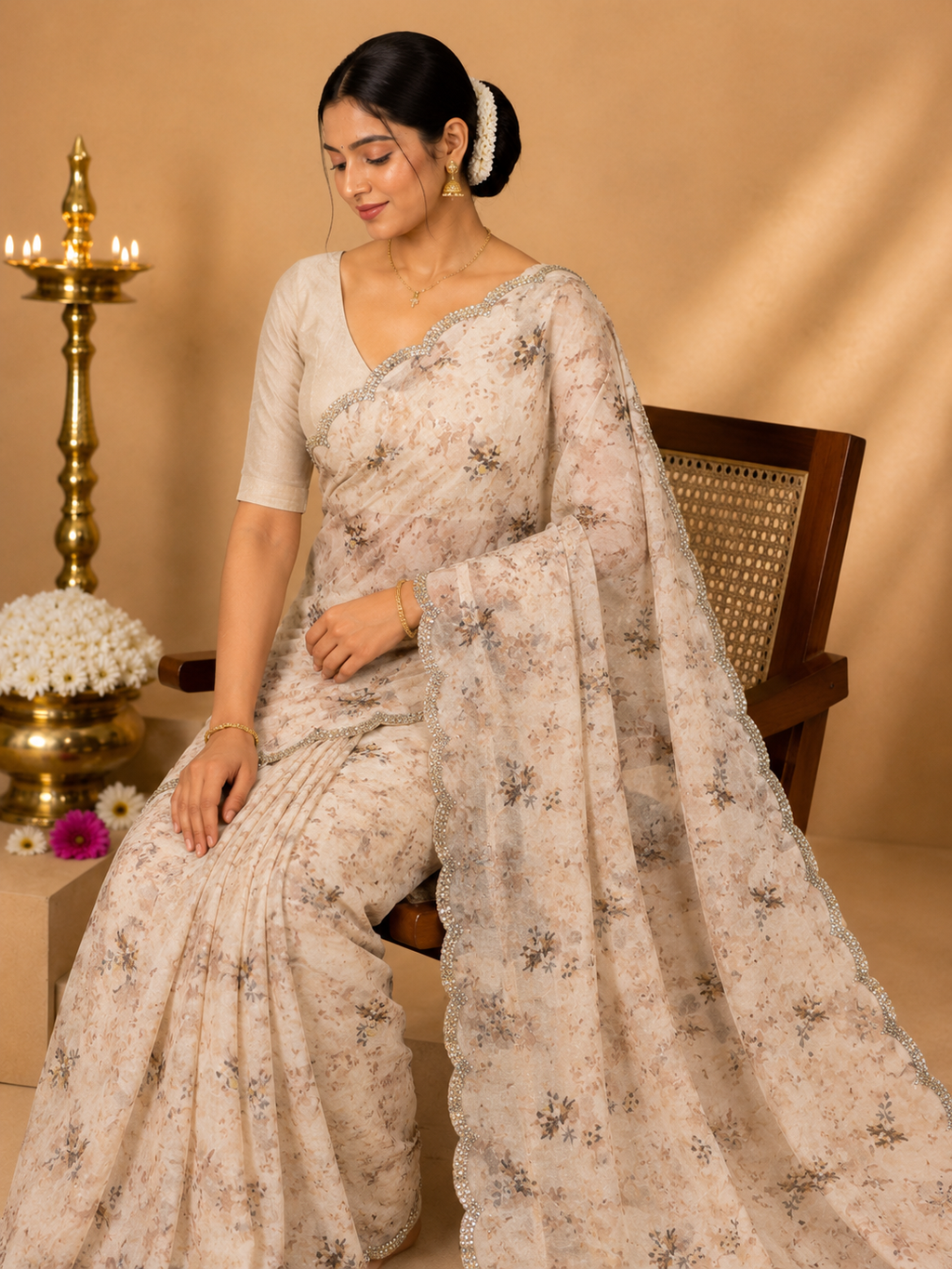 Party Wear Saree – Elegant Beige