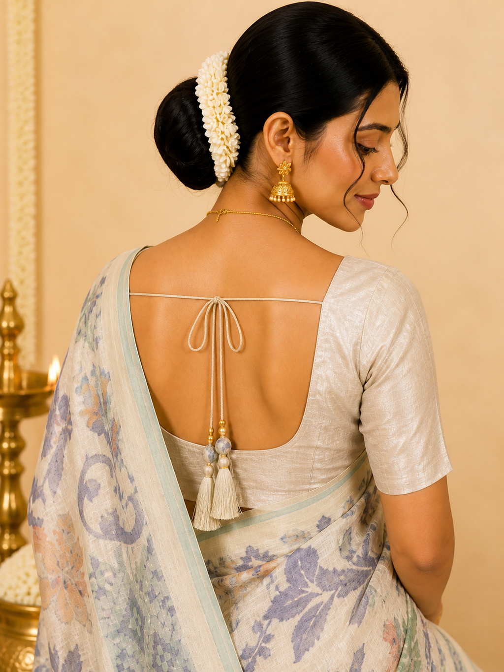 Bengali Cotton Saree – Beige