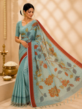 Banger pallu Silk Saree – Aqua Blue
