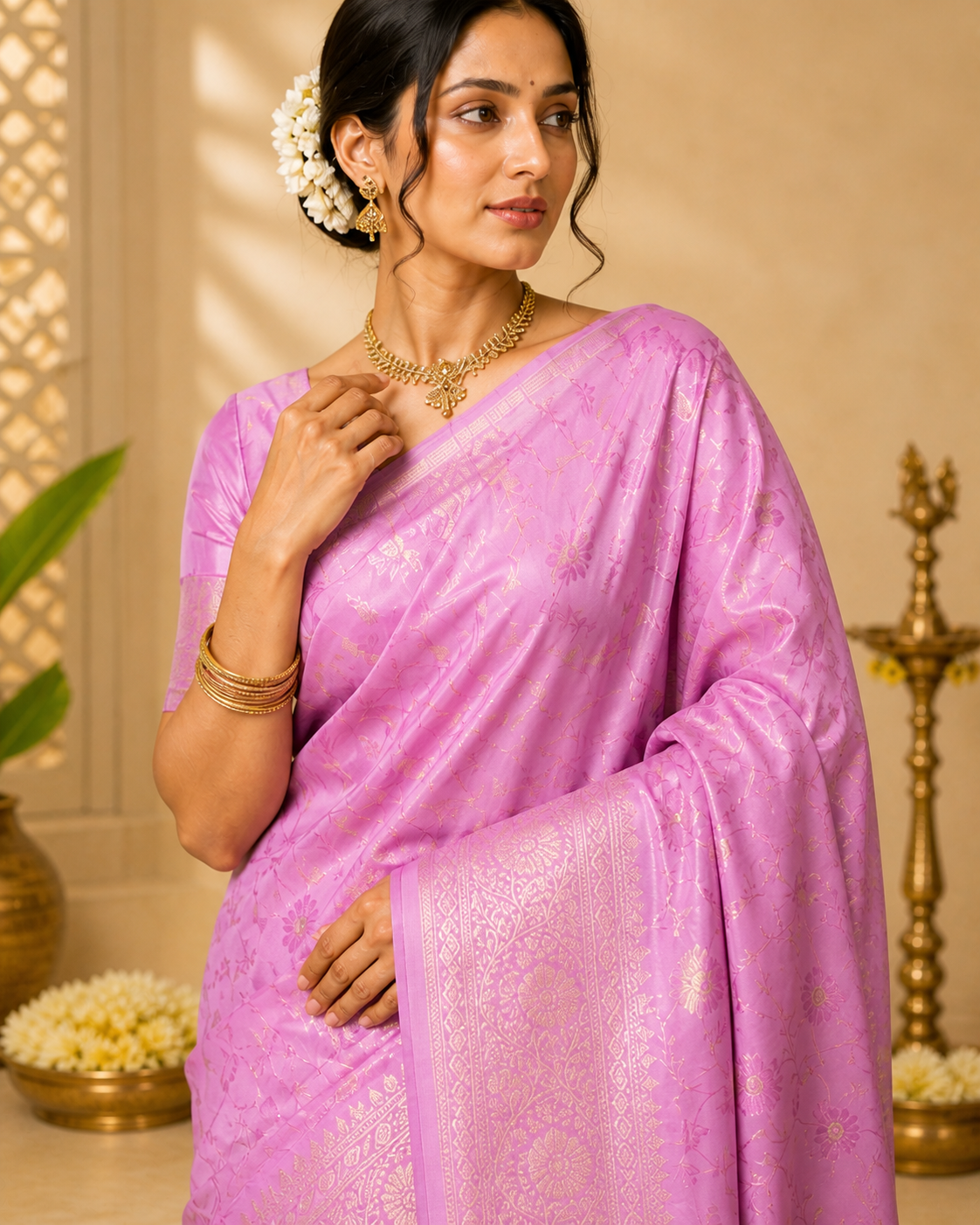 Banarasi Silk Saree – Soft Lavender