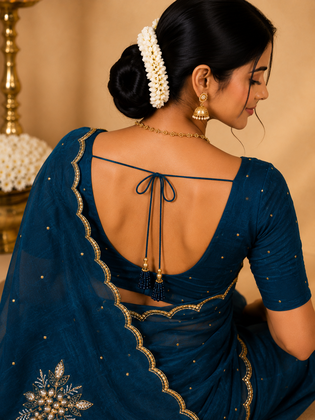 Party Wear Saree – Teal Blue