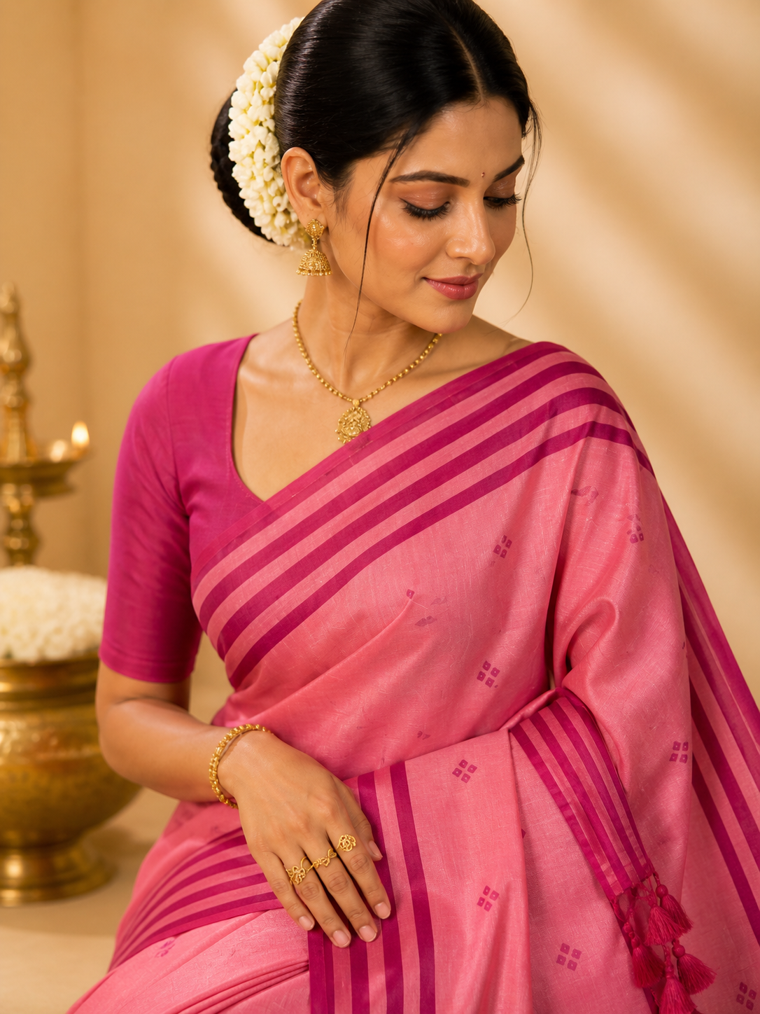 Banger Pallu Silk Saree – Soft Pink