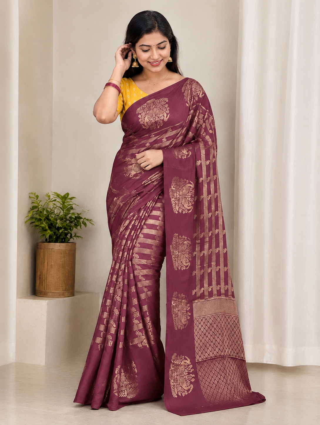 Zari Woven Silk Blend Saree