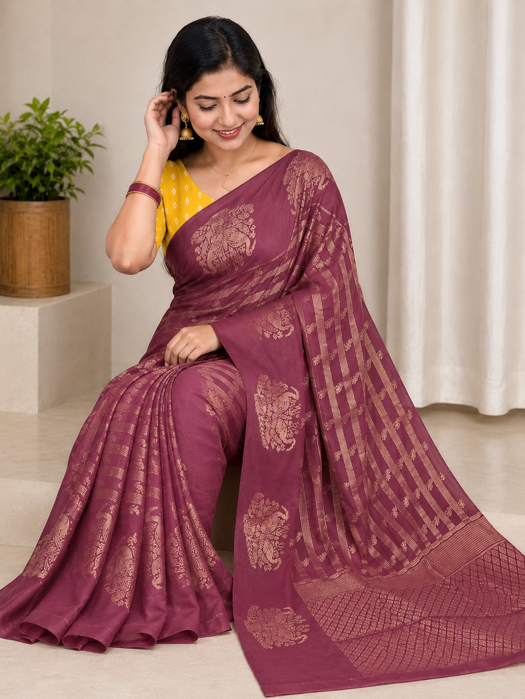 Zari Woven Silk Blend Saree