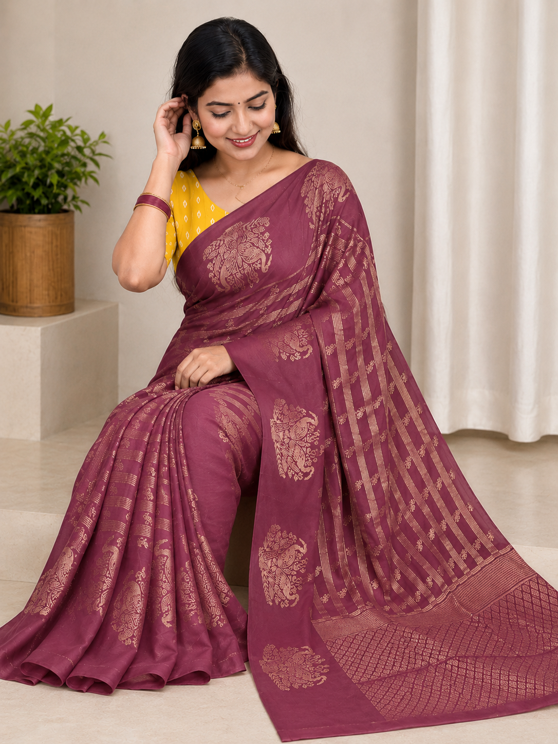 Zari Woven Silk Blend Saree