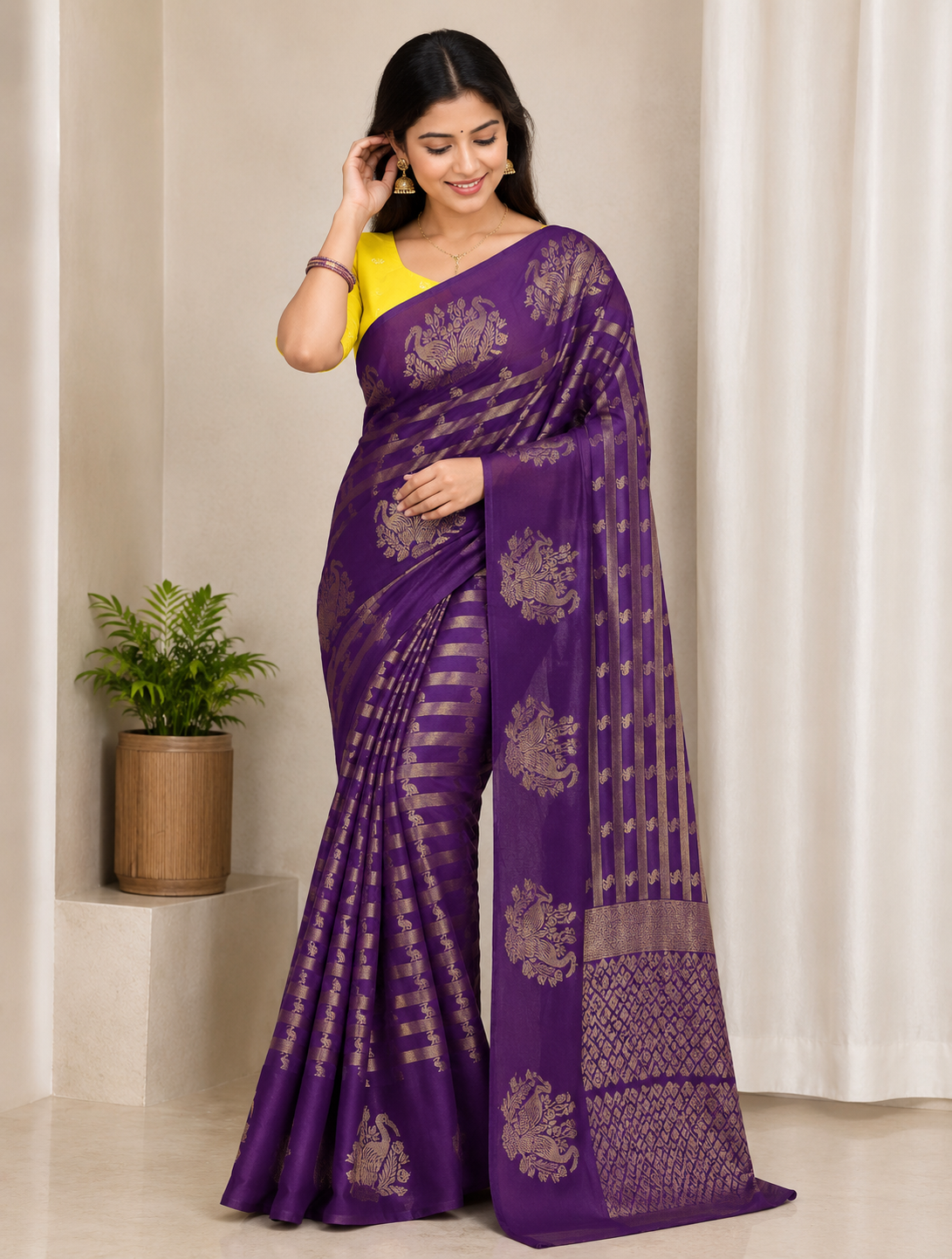Zari Woven Silk Blend Saree
