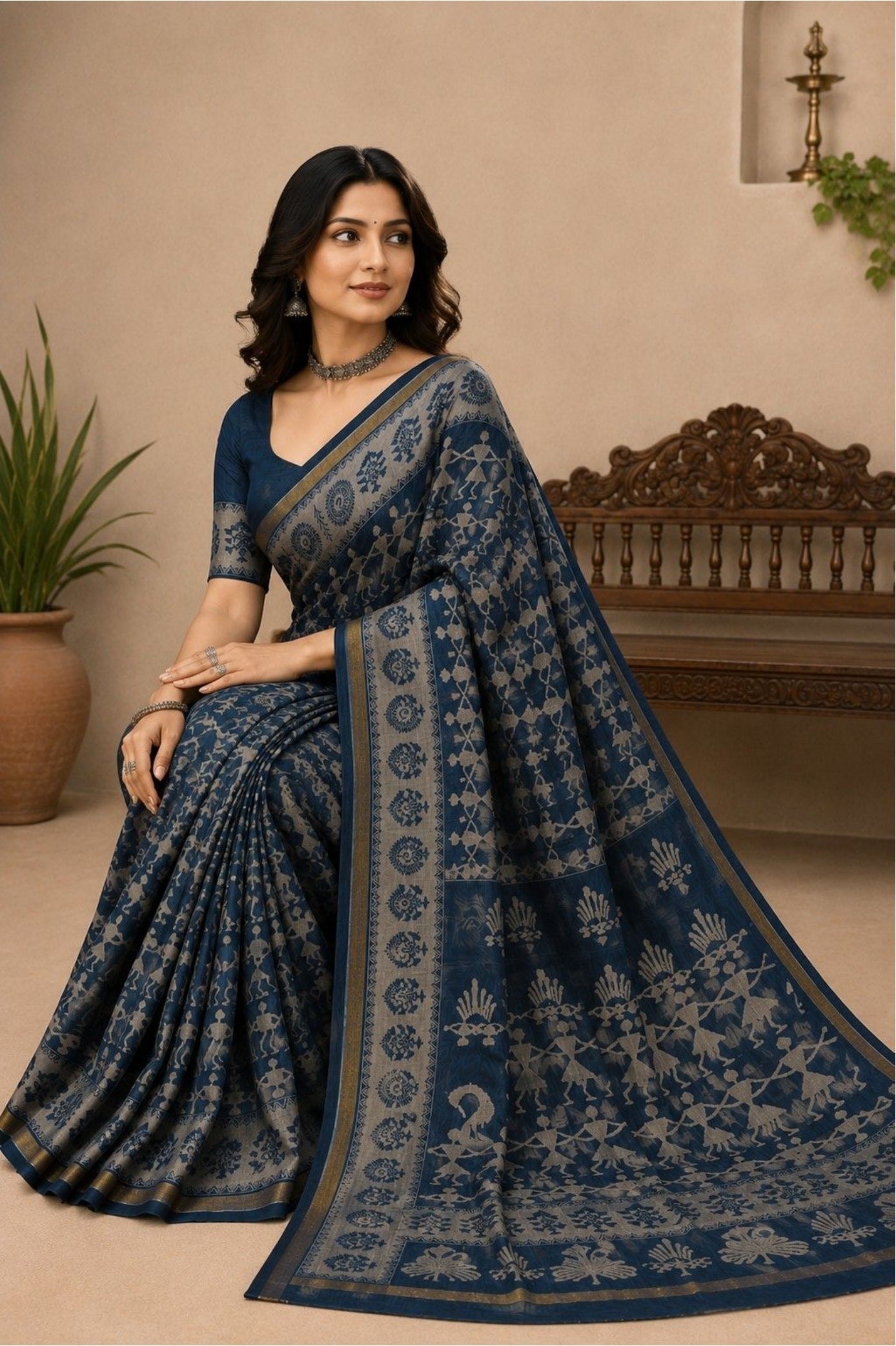 Tribal Print Cotton Saree