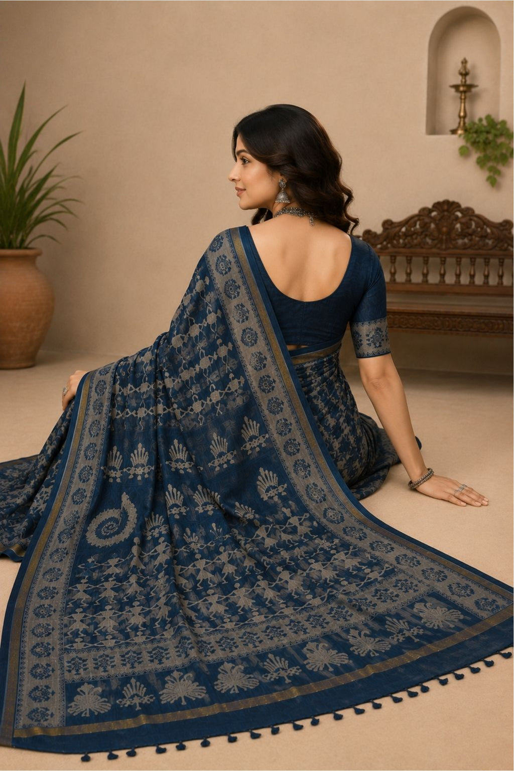 Tribal Print Cotton Saree