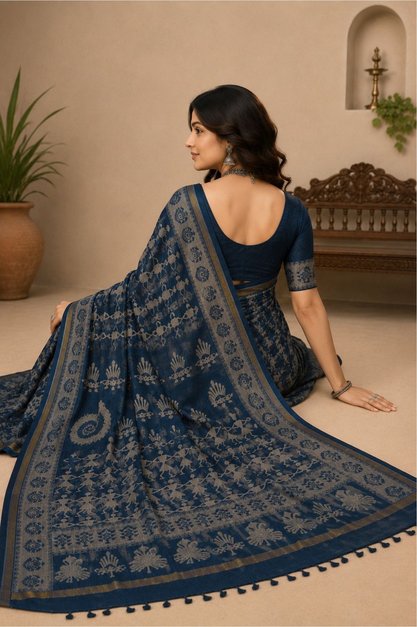 Tribal Print Cotton Saree