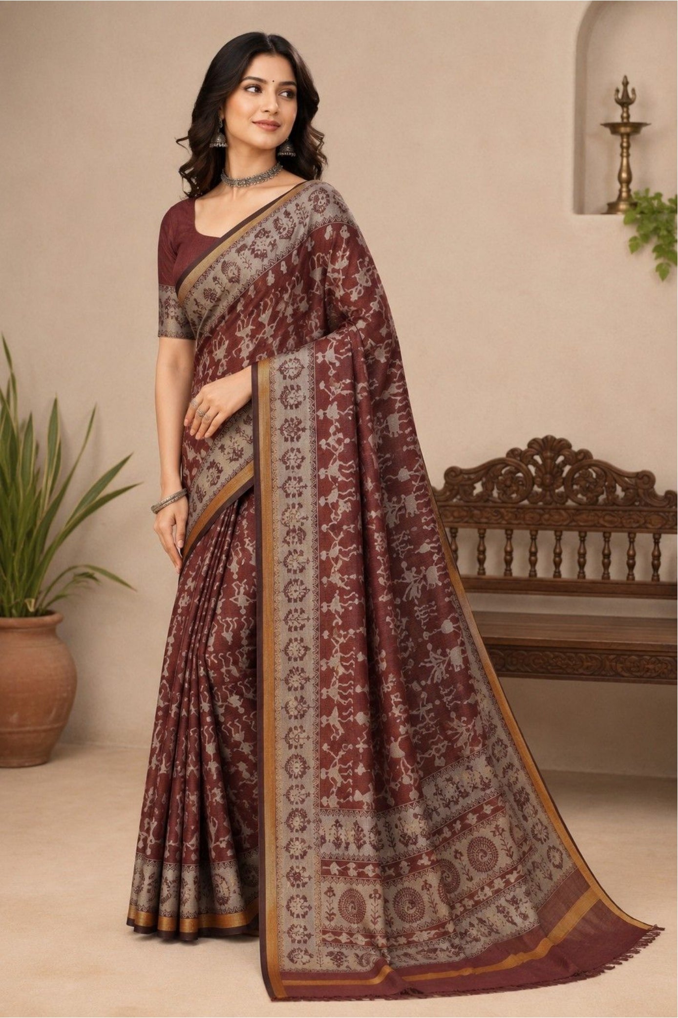 Tribal Print Cotton Saree