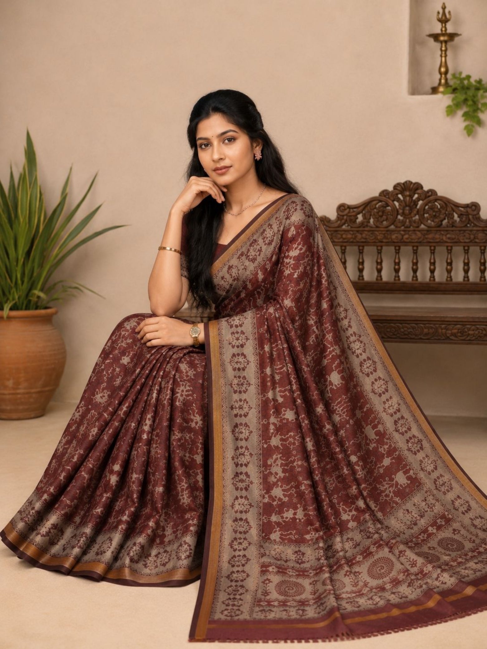Tribal Print Cotton Saree