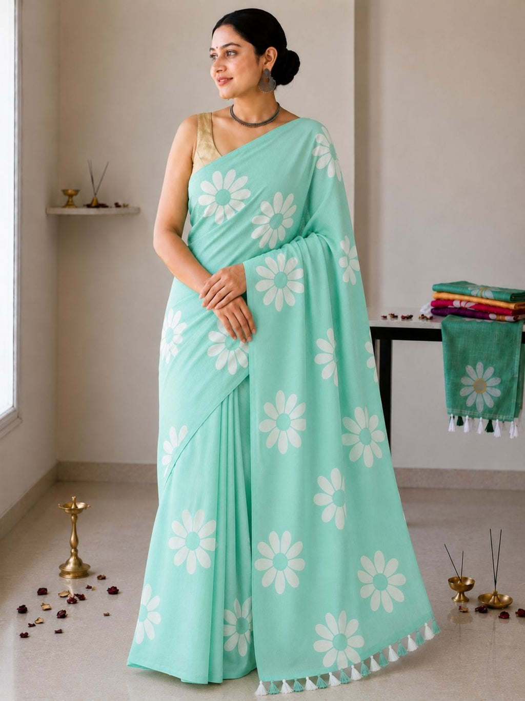 Mustard Cotton Saree