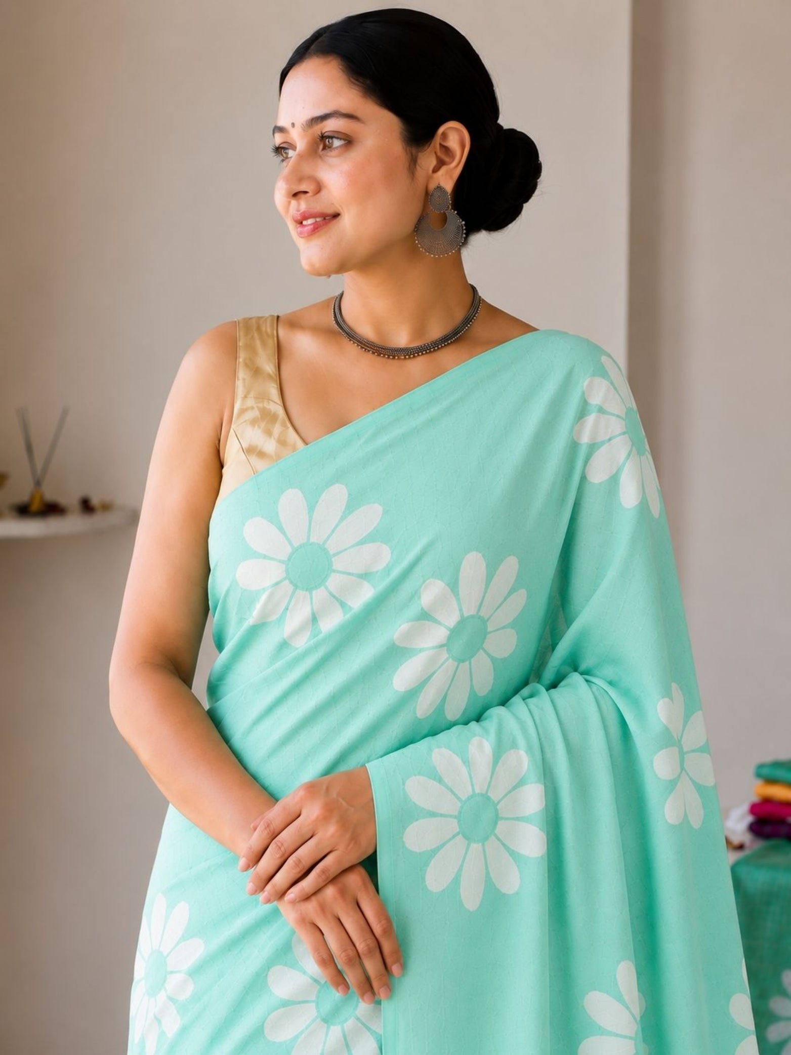 Mustard Cotton Saree