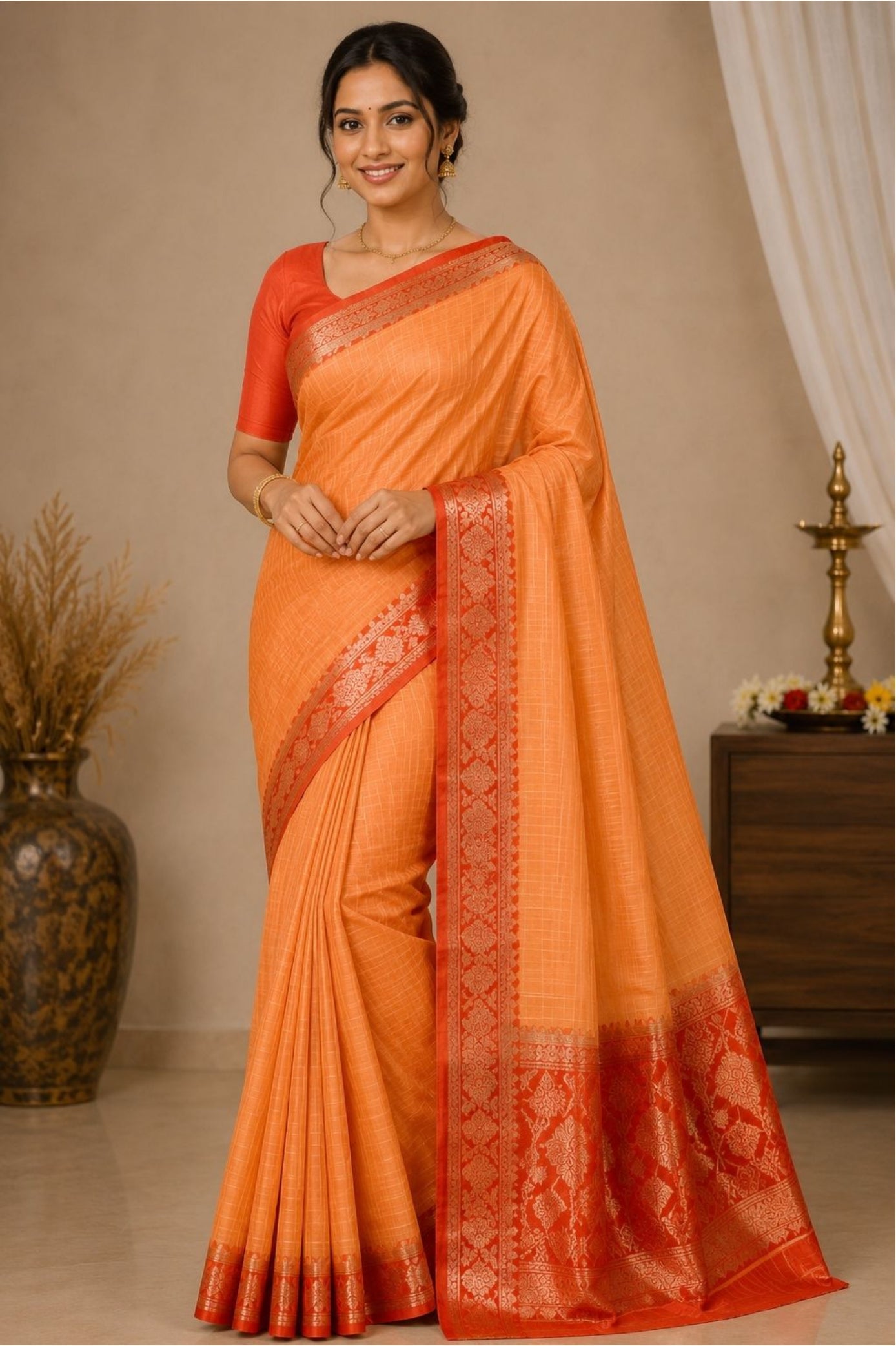 Silk Blend Saree with Zari