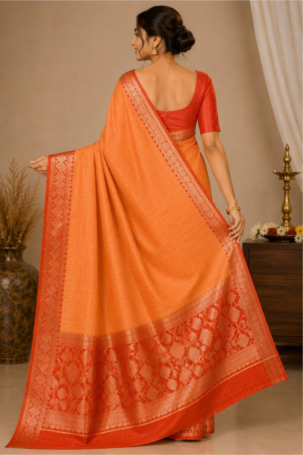 Silk Blend Saree with Zari