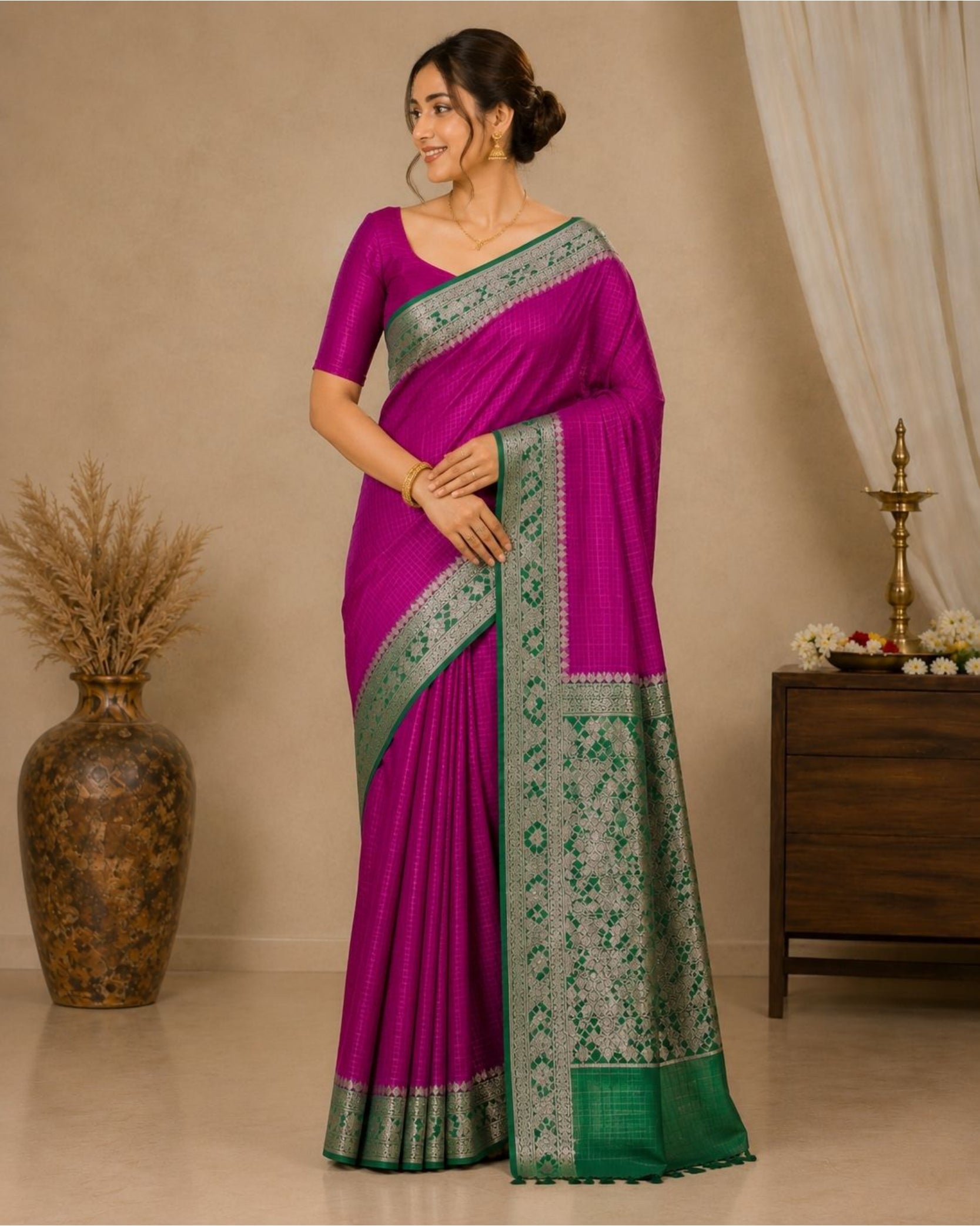 Silk Blend Saree with Zari