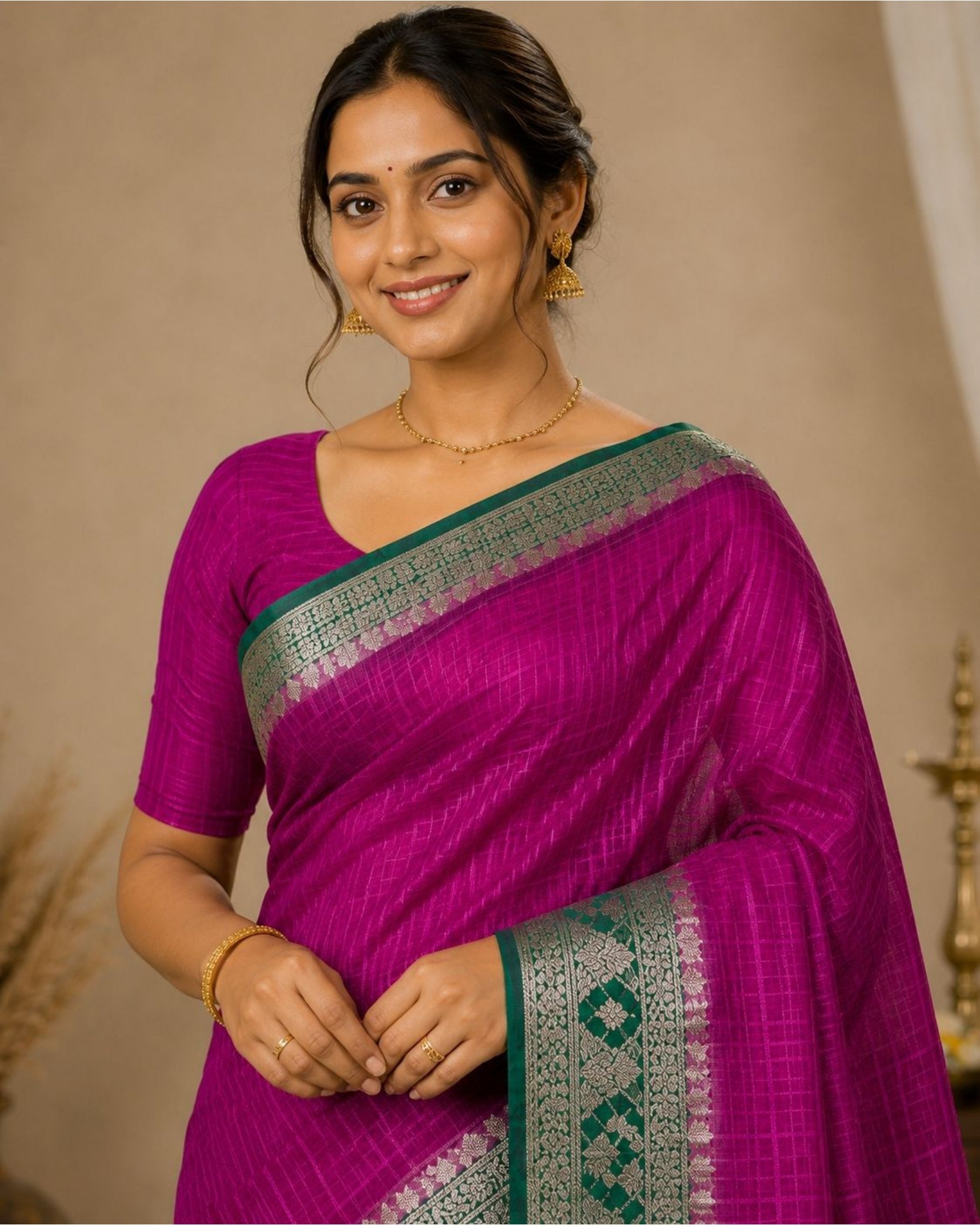 Silk Blend Saree with Zari