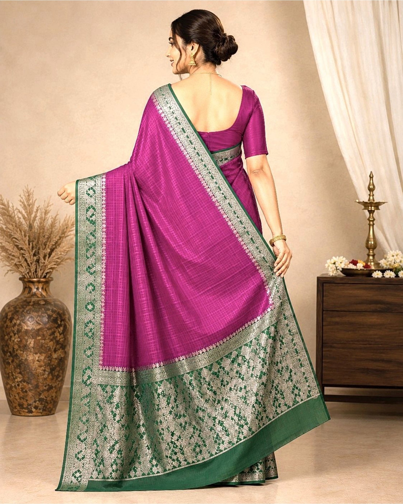 Silk Blend Saree with Zari