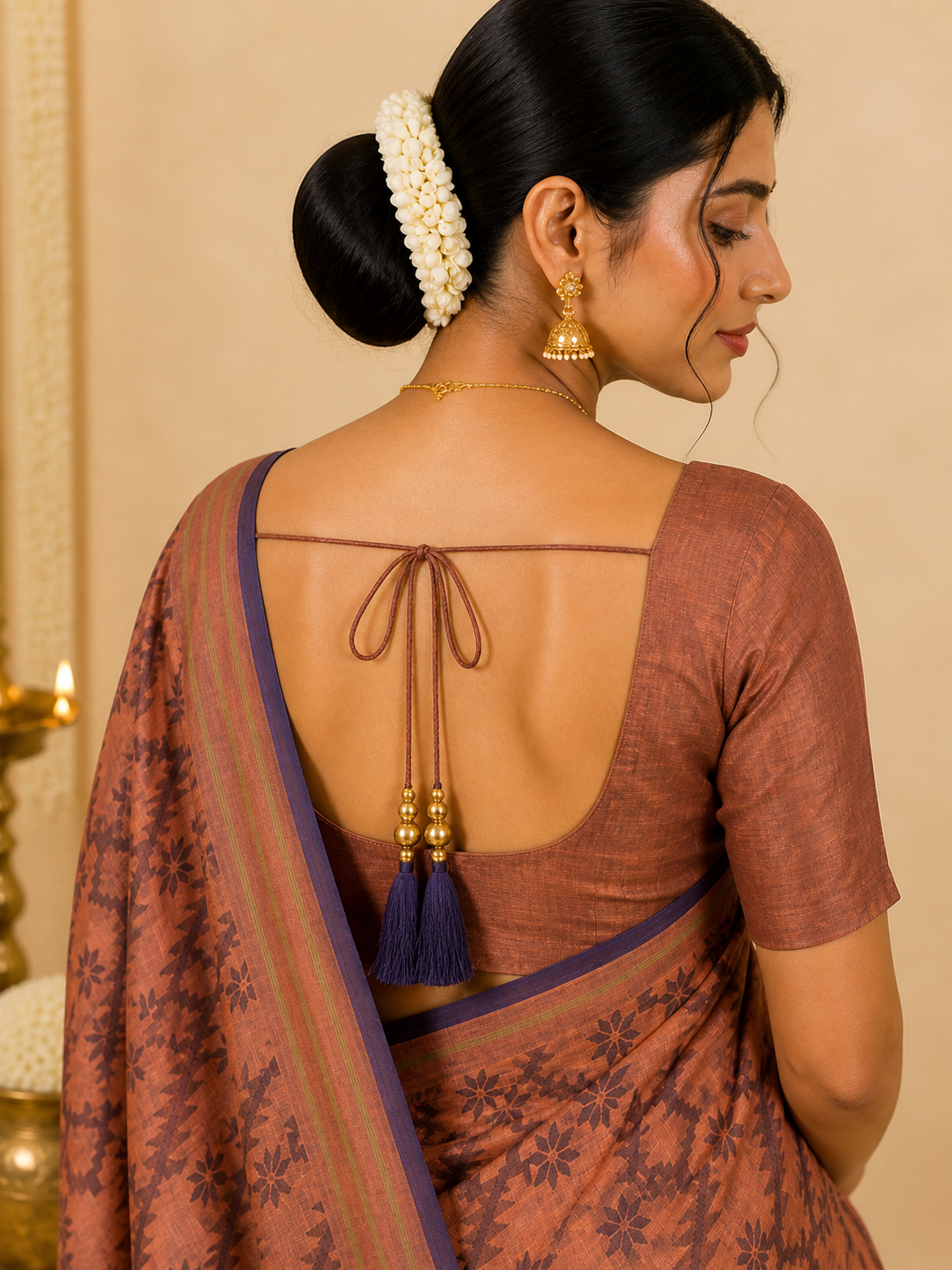 Bengali Cotton Saree – Soft Sage Green