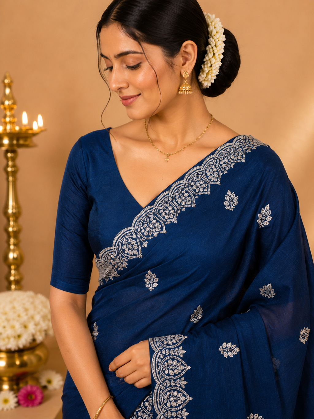 Party Wear Saree – Royal Navy Blue