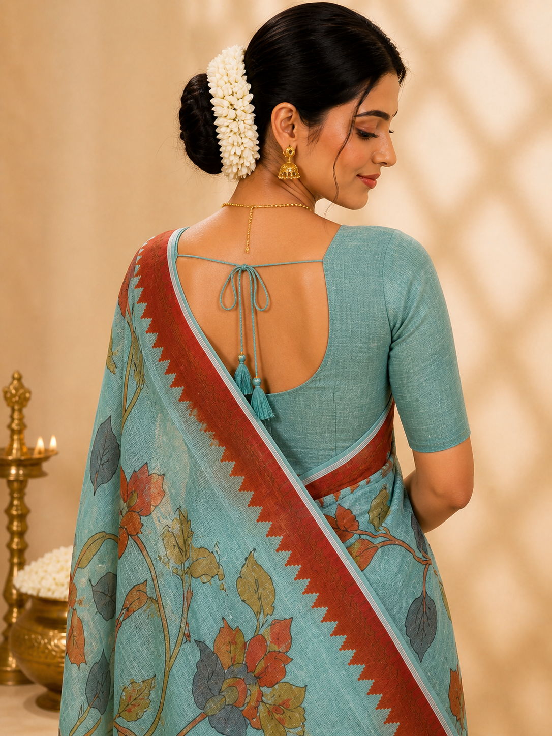 Banger pallu Silk Saree – Aqua Blue