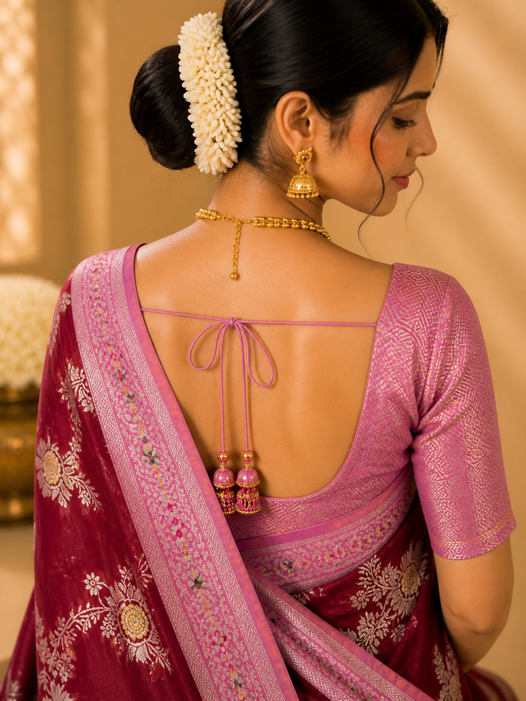Jaipuri Silk Saree – Rich Maroon