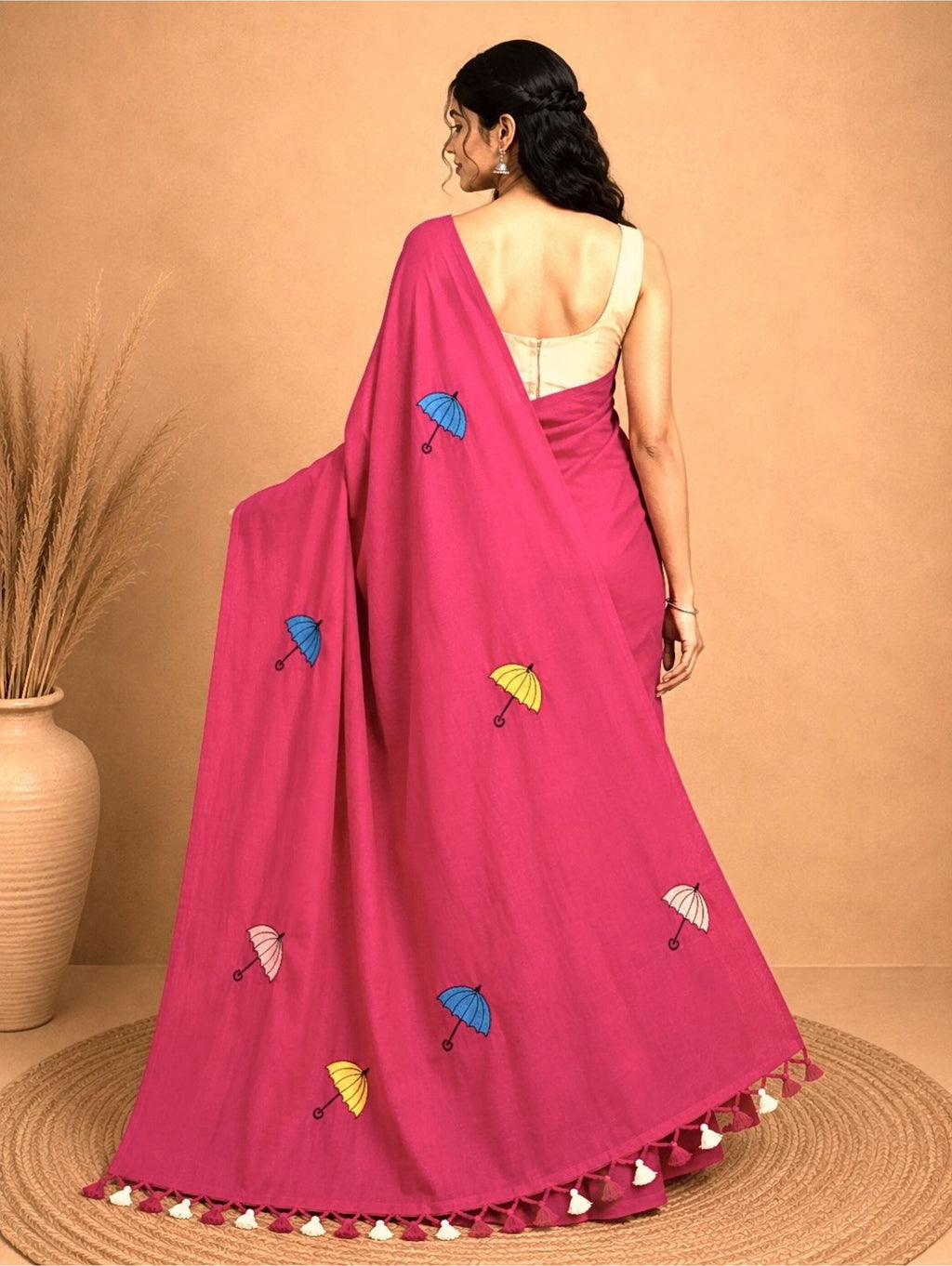Cotton Saree with Umbrella Print