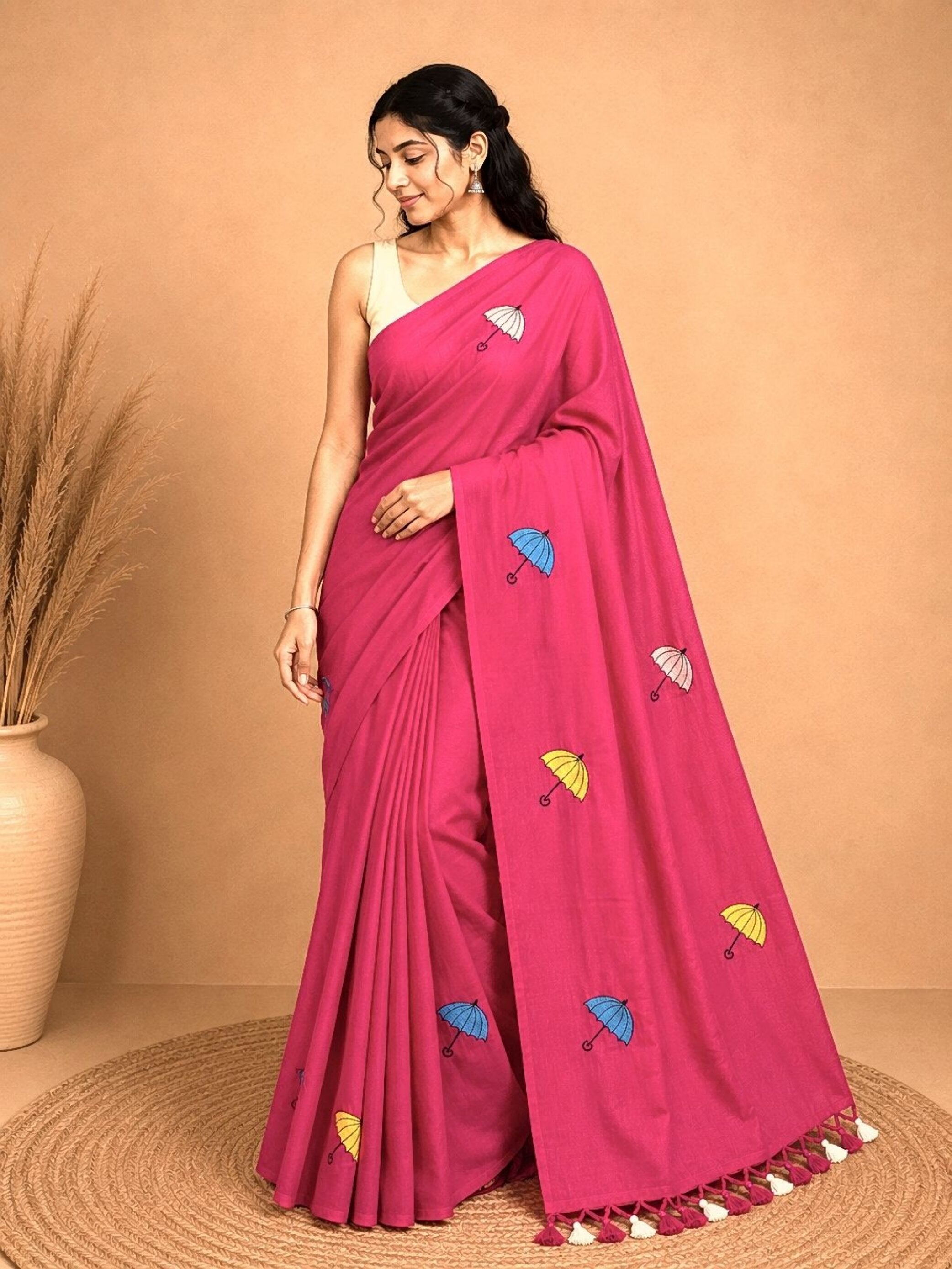 Cotton Saree with Umbrella Print