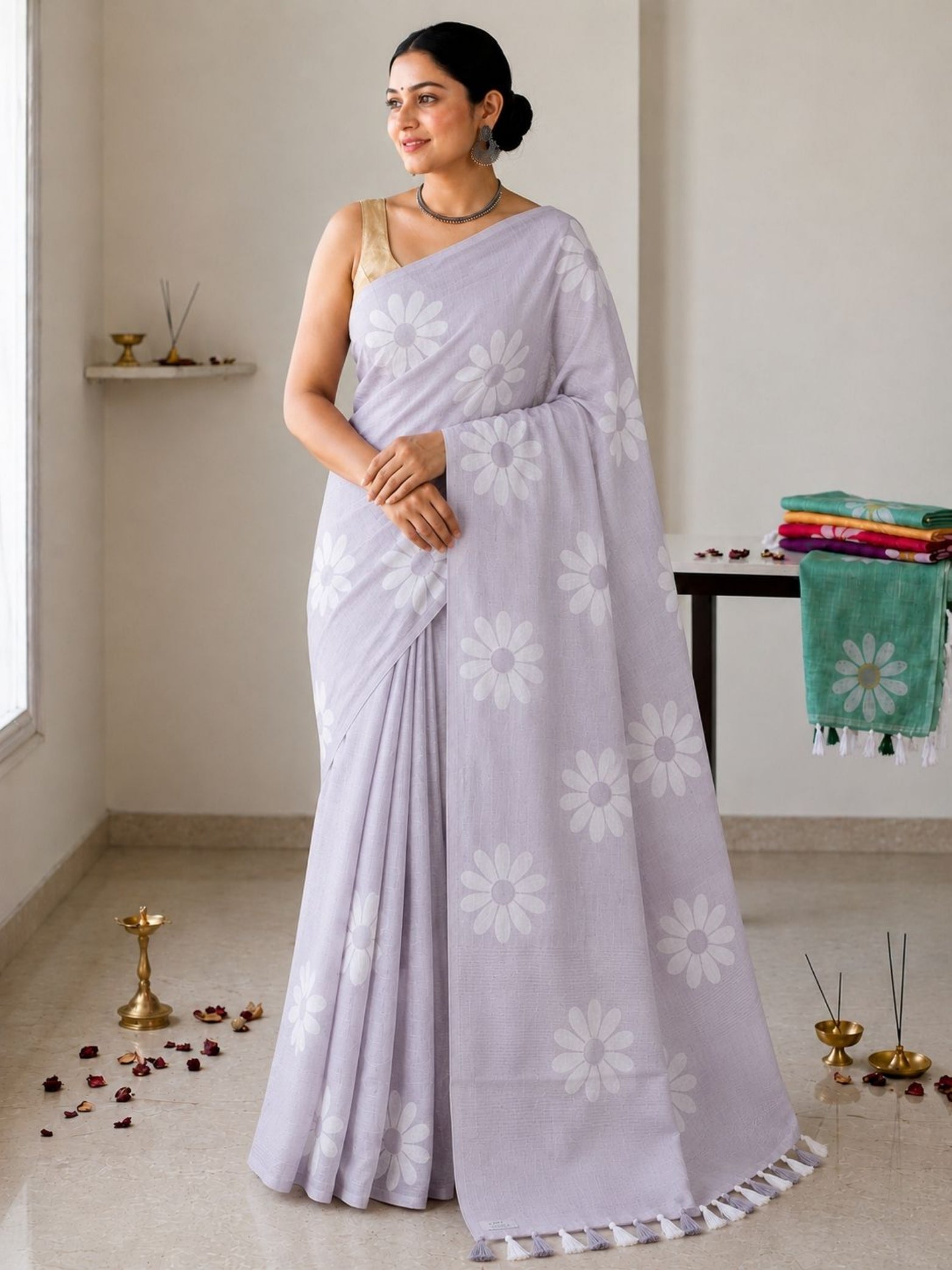 Mustard Cotton Saree