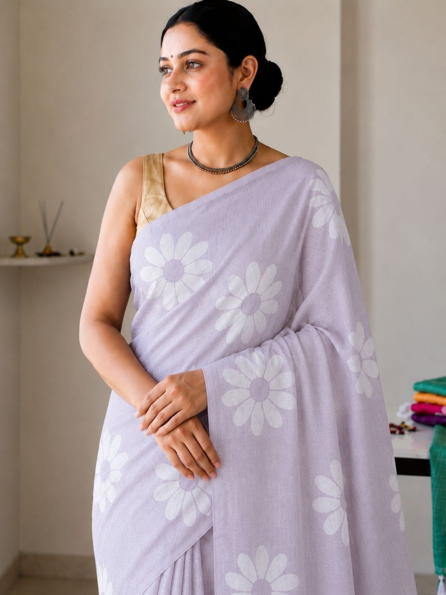 Mustard Cotton Saree