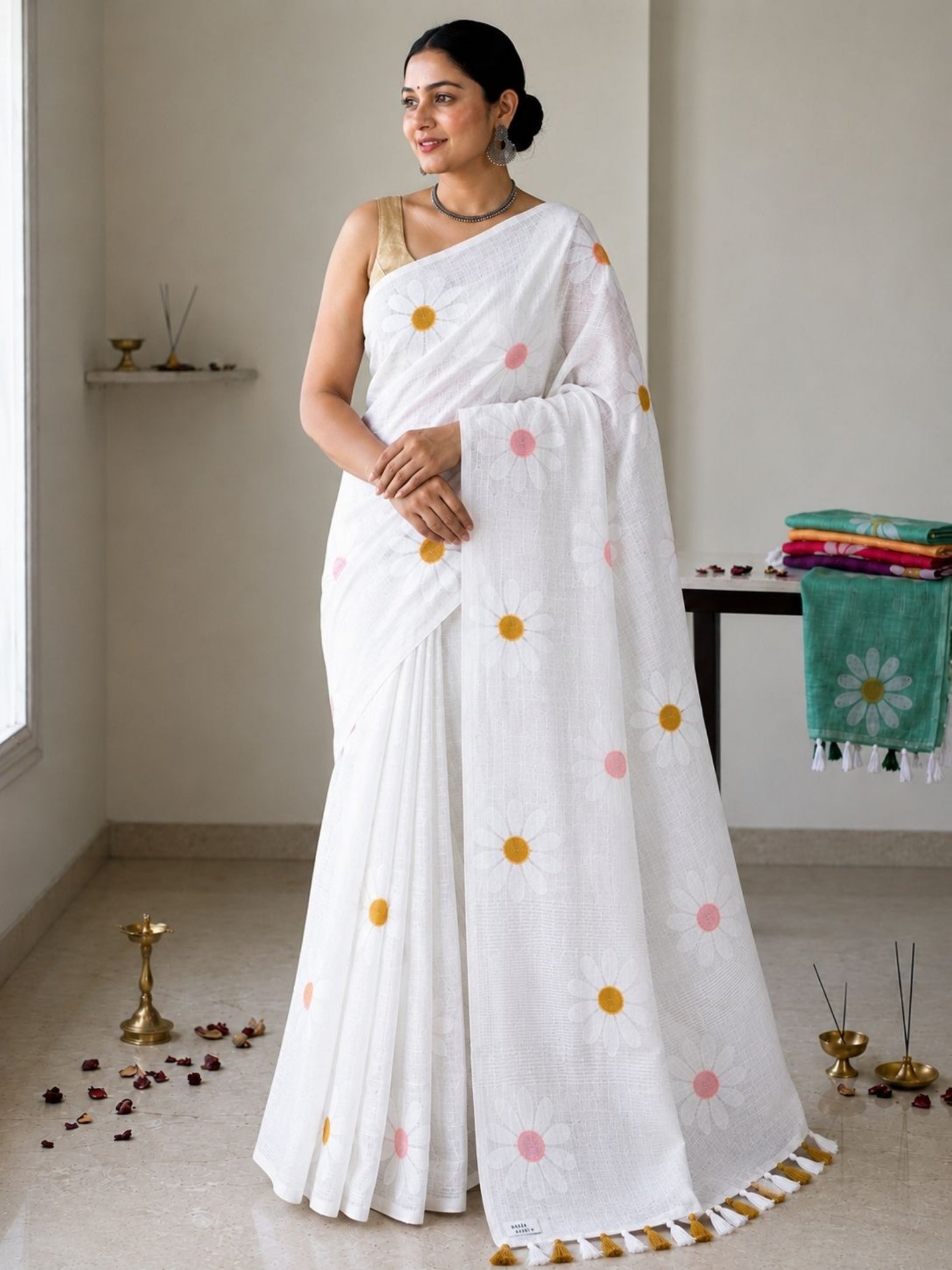 Mustard Cotton Saree