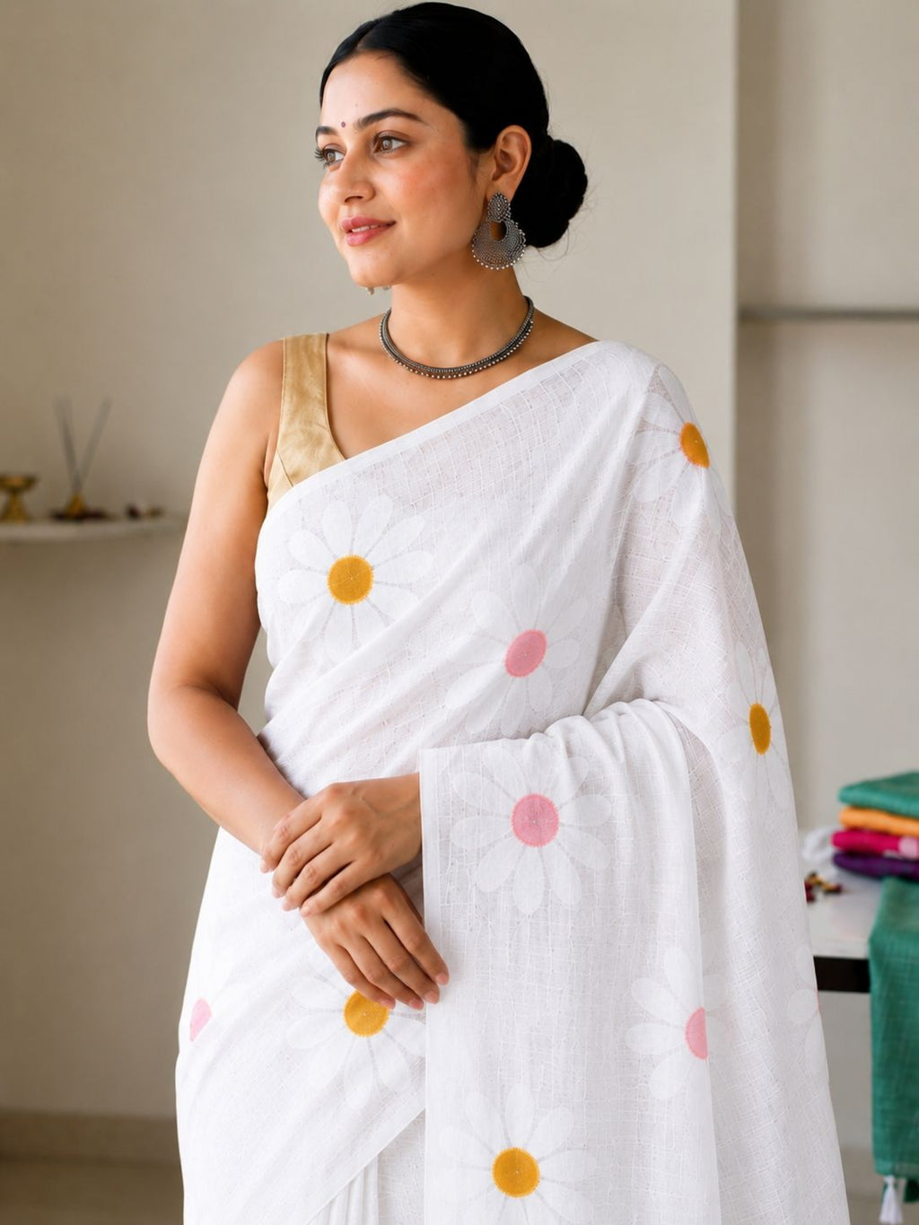 Mustard Cotton Saree