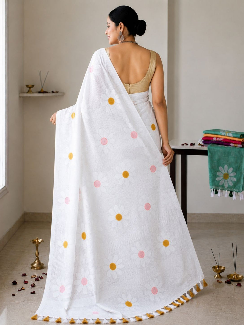 Mustard Cotton Saree