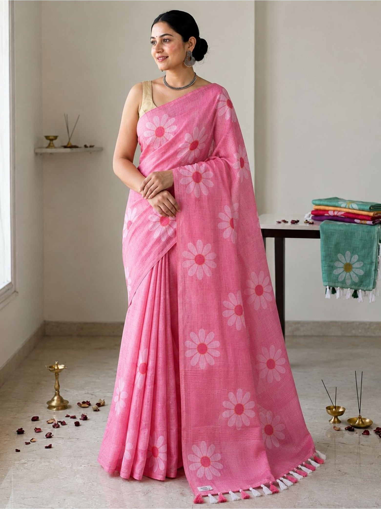 Mustard Cotton Saree