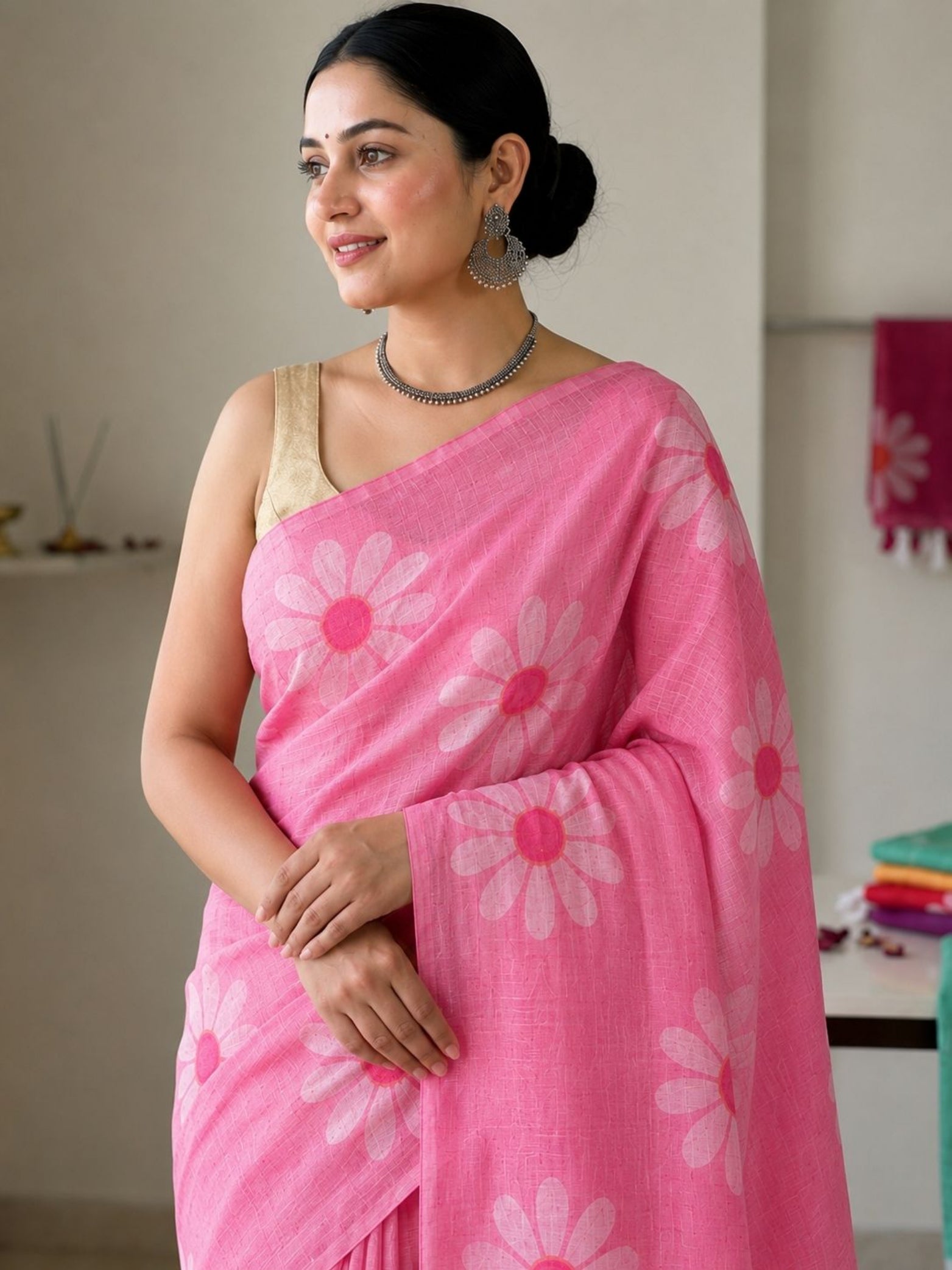 Mustard Cotton Saree