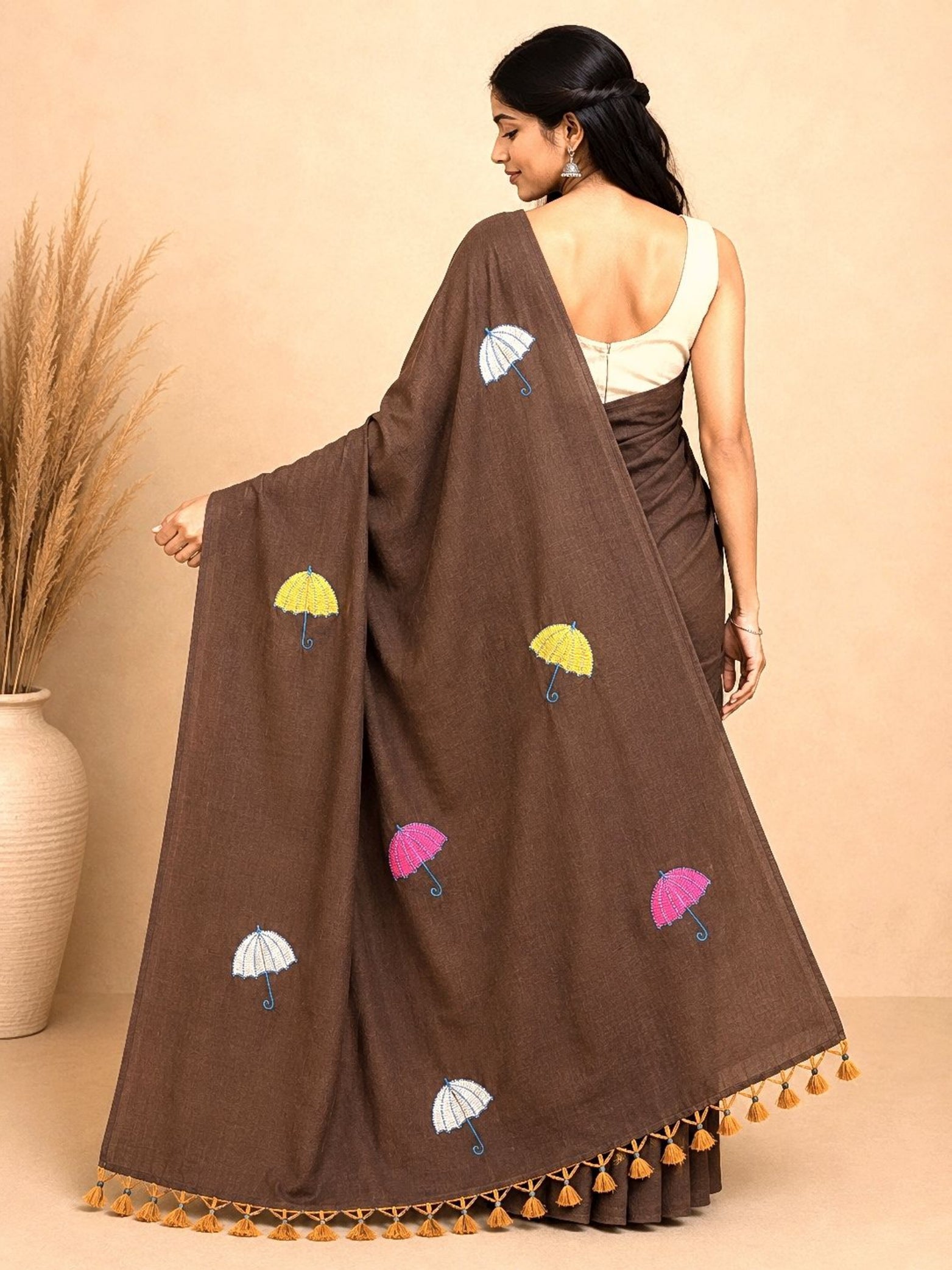 Cotton Saree with Umbrella Print