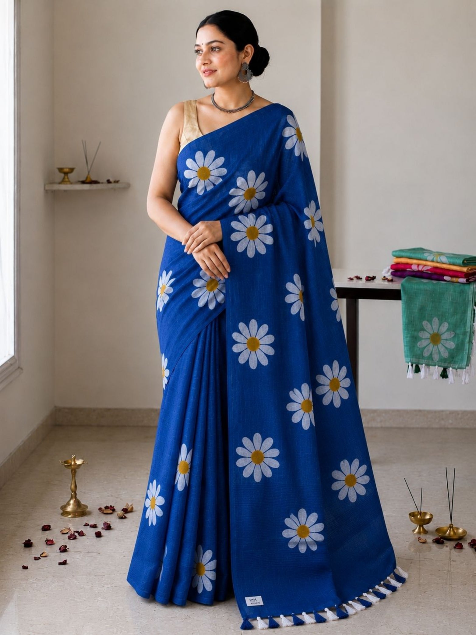 Mustard Cotton Saree