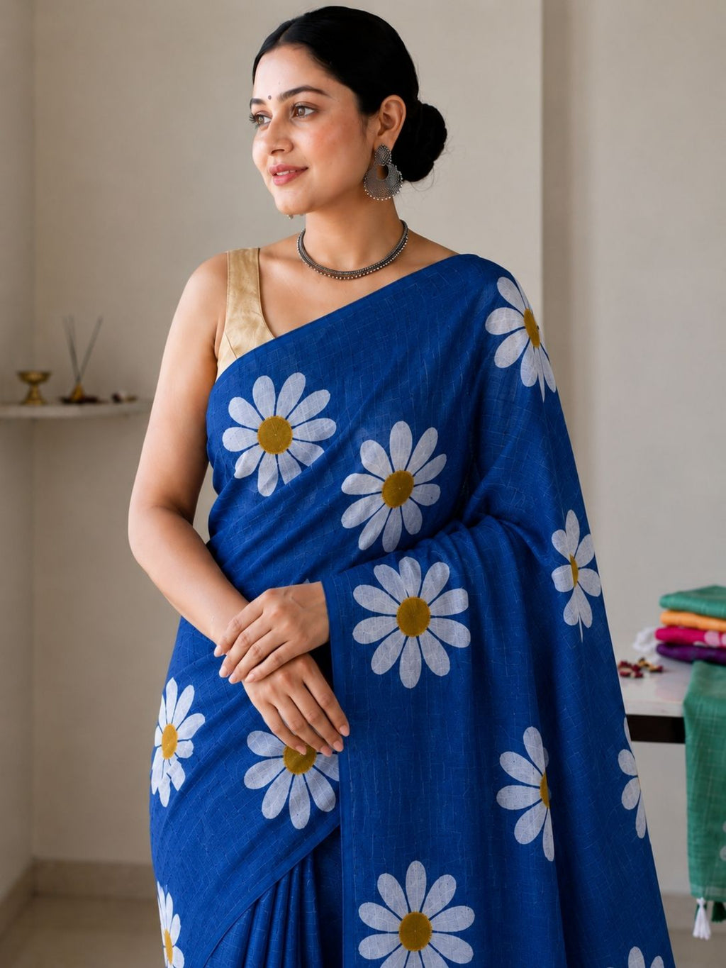 Mustard Cotton Saree