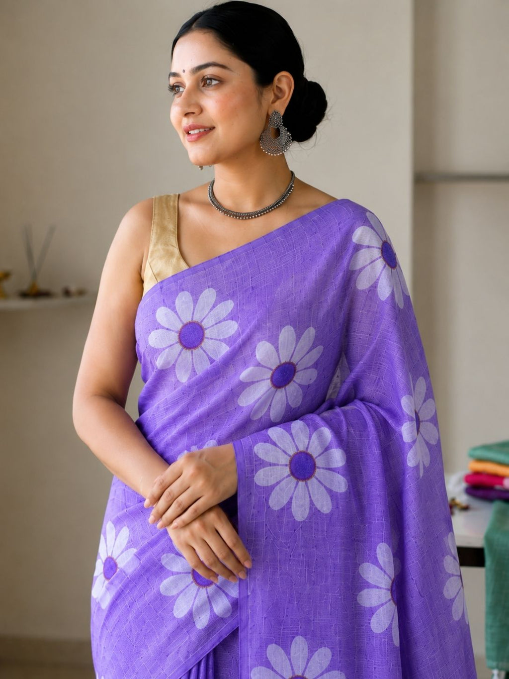 Mustard Cotton Saree