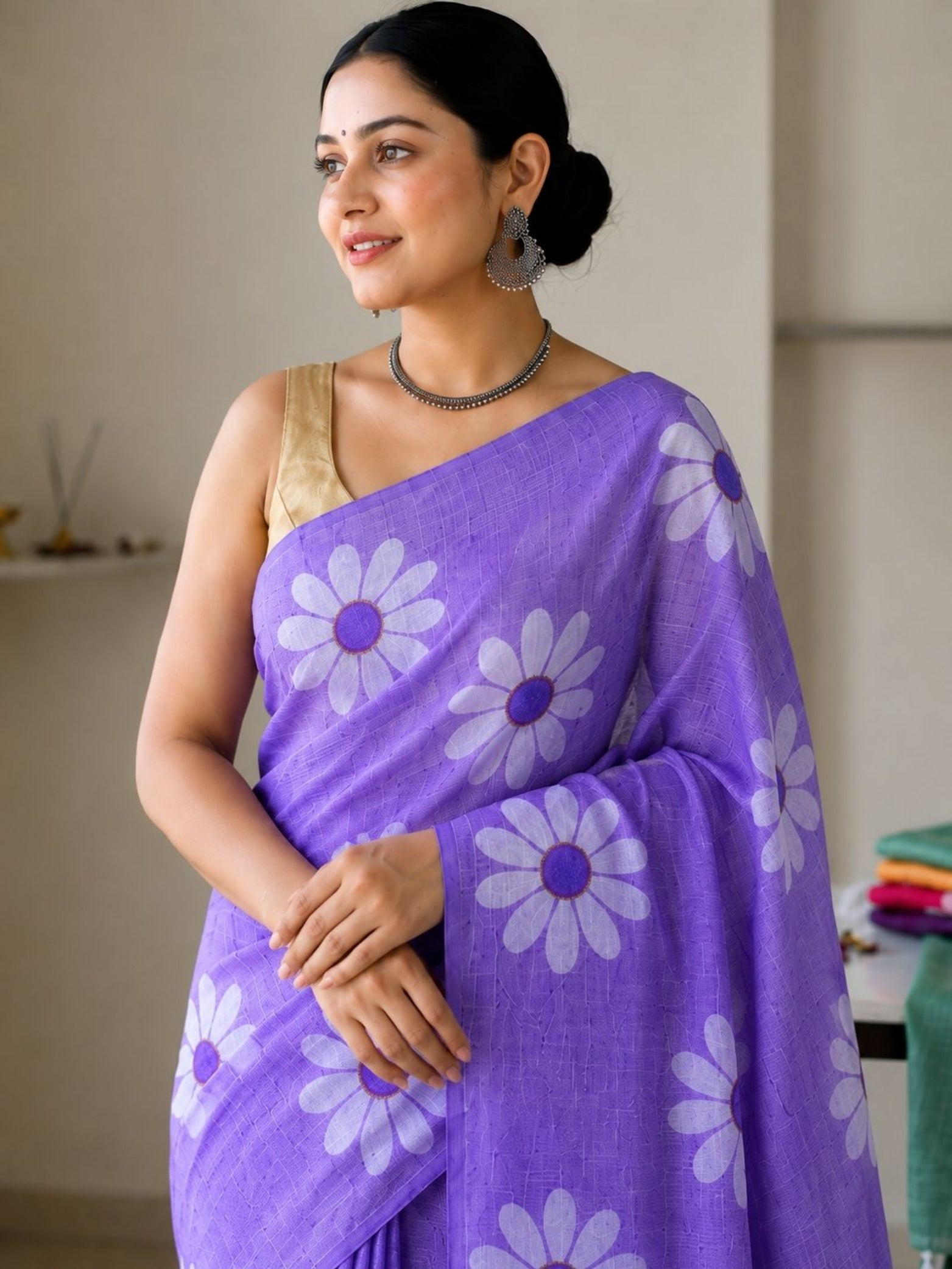 Mustard Cotton Saree