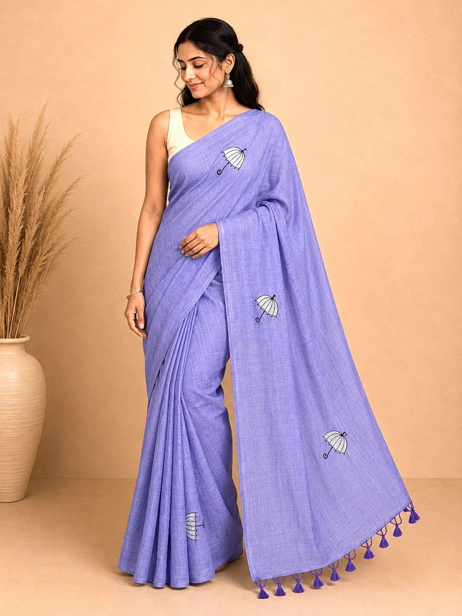 Cotton Saree with Umbrella Print